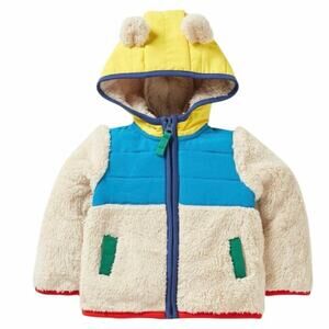 Baby Boden Borg Hotchpotch Jacket 2-3Y Teddy Bear Ear Hood Sherpa Fleece
